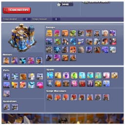 TH18 Almost Max Account : XP 248 | All Heroes Fully Maxed Out | 10 Epic Equipments & 6 Heroes Skins | 3400+ War Stars | Android/iOS