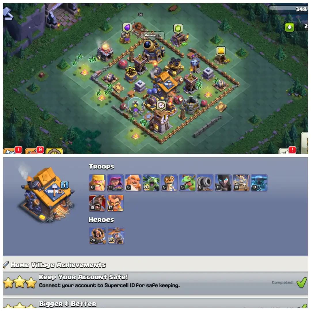 TH17 Almost Max 🔥 8 Epic Equipments 🔥 2 Epics Max 🔥 BK88 AQ95 MP54 GW73 RC49 🔥 600+ CWL Medals 🔥 Name Changeable 🔥 Instant Delivery