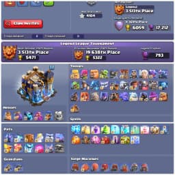 TH18 Max Account 🌲 XP 256 🌲 Rare Old Clash Trees 🌲 4100+ War Stars 🌲 17.2K Legend Cups 🌲 12 Epic Equipments 🌲 5 Epics Max 🌲 14 Skins 🌲