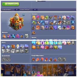 TH16 Near Max 🛡️ XP 179 🛡️ 6 Epic Equipments 🛡️ BK59 AQ87 MP43 GW46 RC34 🛡️ Loaded Magic Items 🛡️ 320 CWL Medals 🛡️ Instant Delivery