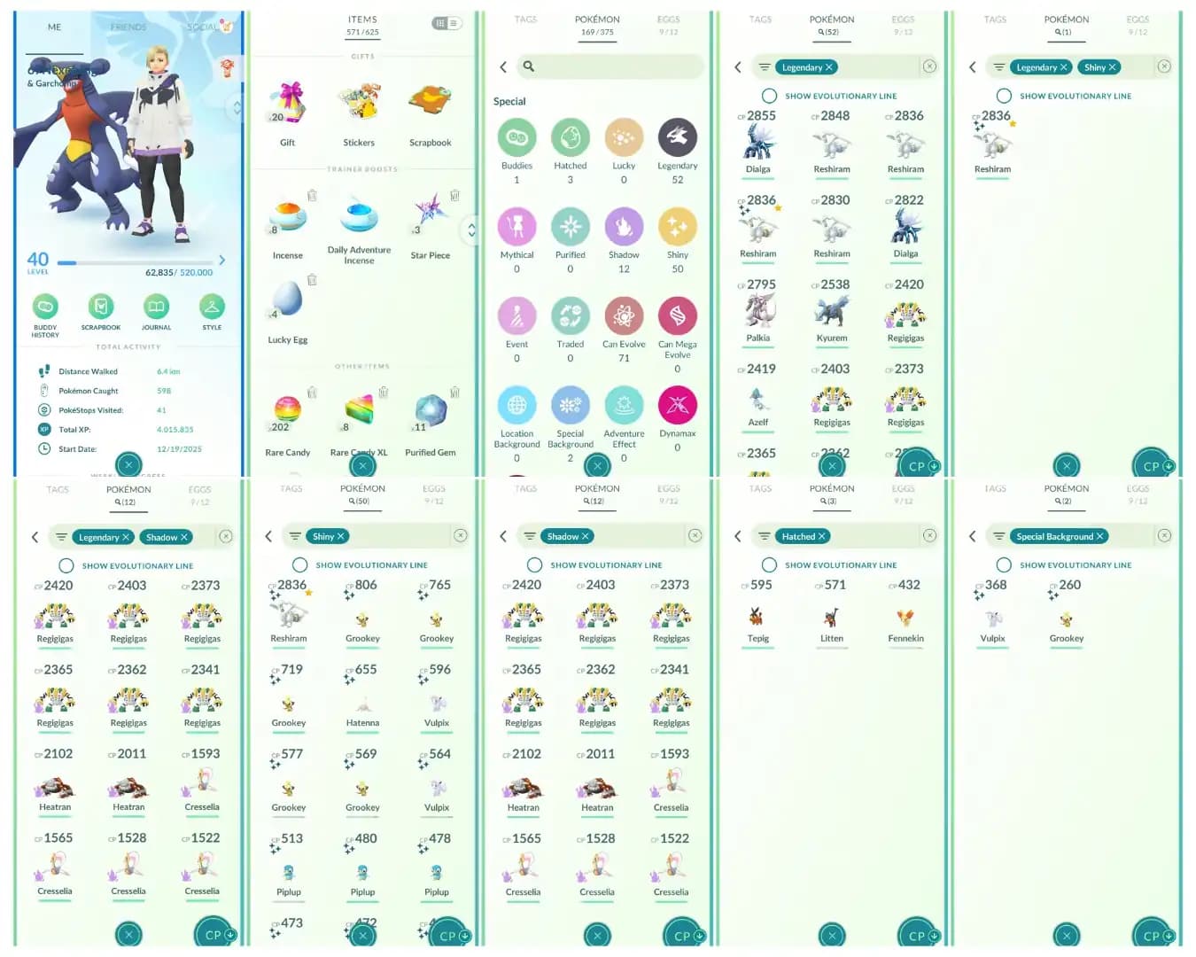 Level 40 | 52 Legendary : 50 Shiny | Shiny Legendary Reshiram | 12 Shadow Legendary | 17 Special : High CP Pokemons | All Tradable