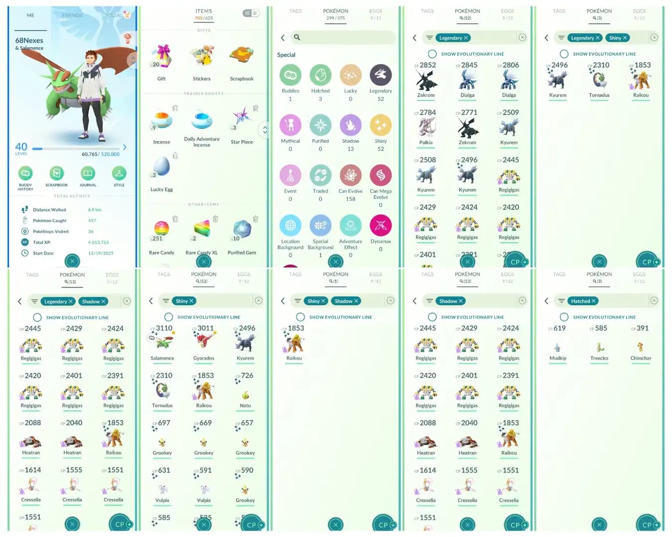 Level 40 | 52 Legendary : 52 Shiny | 3 Shiny Legendary | 13 Shadow Legendary : 1 Shiny Shadow | 17 Special : High CP Pokemons | All Tradable