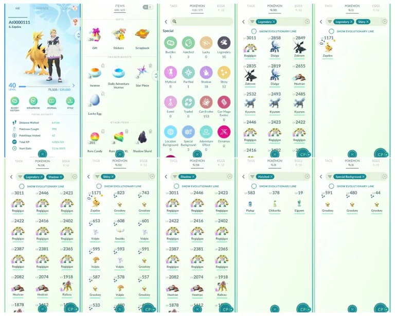 Level 40 | 50 Legendary : 52 Shiny | Shiny Legendary Galarian Zapdos : Rare | 18 Shadow Legendary : High CP Pokemons | All Tradable