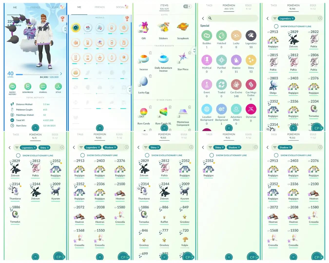 Level 40 | 50 Legendary : 53 Shiny | 7 Shiny Legendary : 1 Shiny Shadow | 11 Shadow Legendary : High CP Pokemons | All Tradable