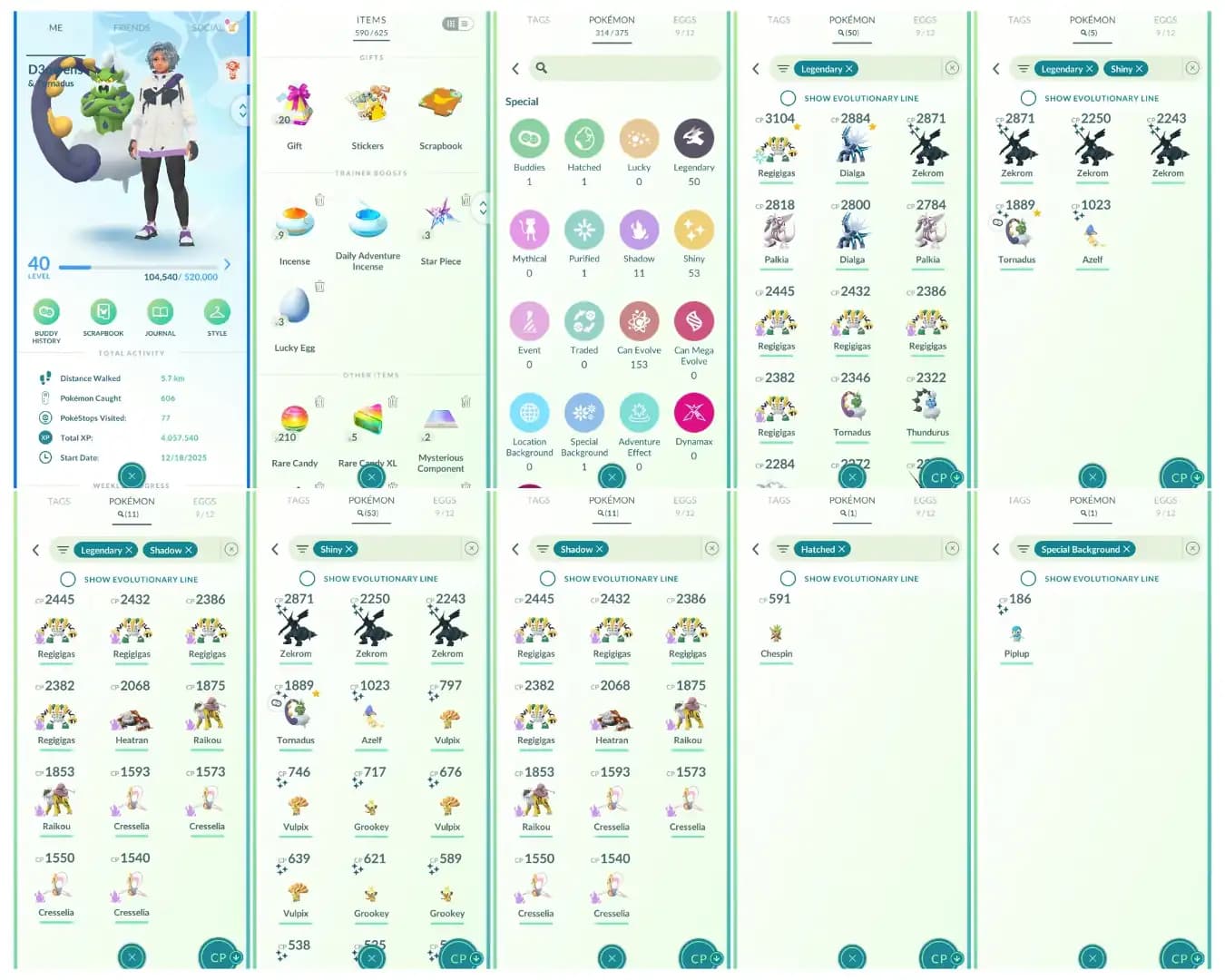 Level 40 | 50 Legendary : 53 Shiny | 5 Shiny Legendary : 2 Perfect iV100 | 11 Shadow Legendary : High CP Pokemons | All Tradable