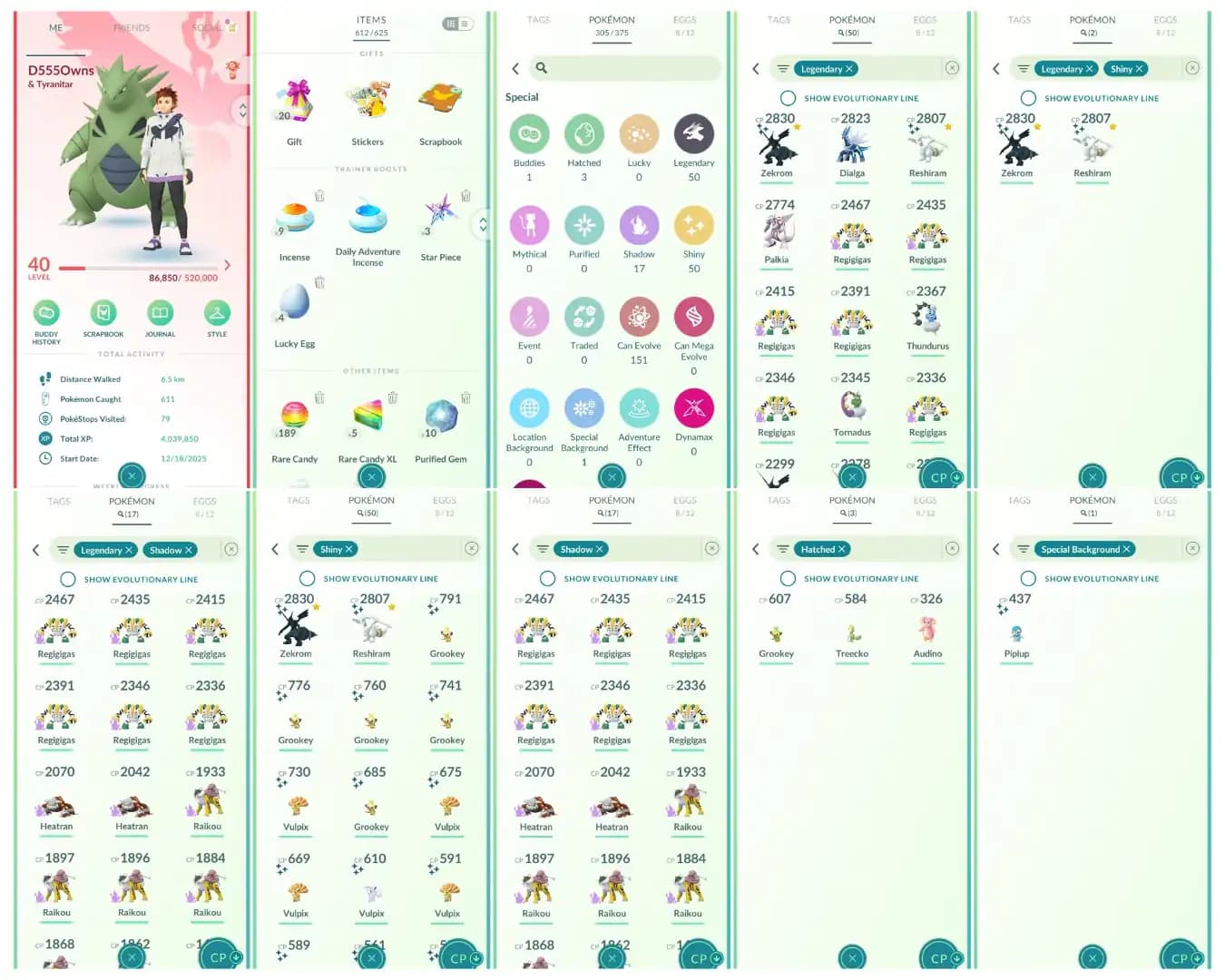 Level 40 | 50 Legendary : 50 Shiny | 2 Shiny Legendary : 19 Special | 17 Shadow Legendary : High CP Pokemons | All Tradable