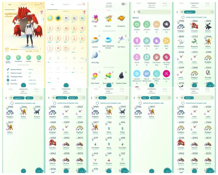 Level 40 | 51 Legendary : 54 Shiny | 4 Shiny Legendary : 2 Shiny Shadow | 17 Shadow Legendary : 2 Perfect iV100 | All Tradable