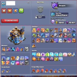TH18 Rare & Limited Edition | Crazy Stacked Old ClashTrees & Obstacles | 20K Legend Cups : Max Gaurdians | 14 Epic Equipments : 9 Epics Lvl26+