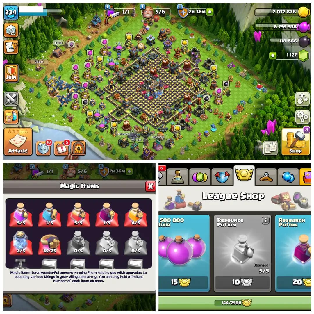 TH18 Near Max 🐉 XP 234 🐉 12 Epic Equipments 🐉 2 Max Epics 🐉 Heroes BK100 AQ100 MP63 GW75 RC50 🐉 6 Hero Skins 🐉 INSTANT DELIVERY