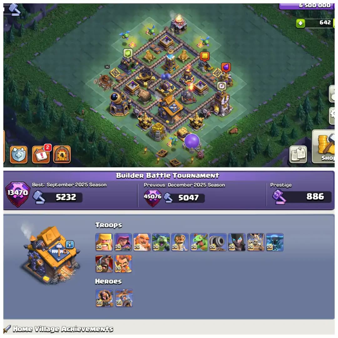 TH15 98% Maxed 🧿 XP 227 Rare 🧿 Old Stacked Clash Trees 🧿 5 Epic Equipments 🧿 449 Starry Ores 🧿 Full Max Builder Hall 🧿