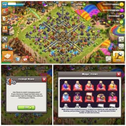 TH16 Near Max 🔥 XP 218 🔥 9 Epic Equipments 🔥 Heroes BK76 AQ90 MP58 GW57 RC34 🔥 Painter Scenery 🔥 10 Hero Skins 🔥