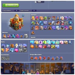 TH16 Near Max 🔥 XP 218 🔥 9 Epic Equipments 🔥 Heroes BK76 AQ90 MP58 GW57 RC34 🔥 Painter Scenery 🔥 10 Hero Skins 🔥