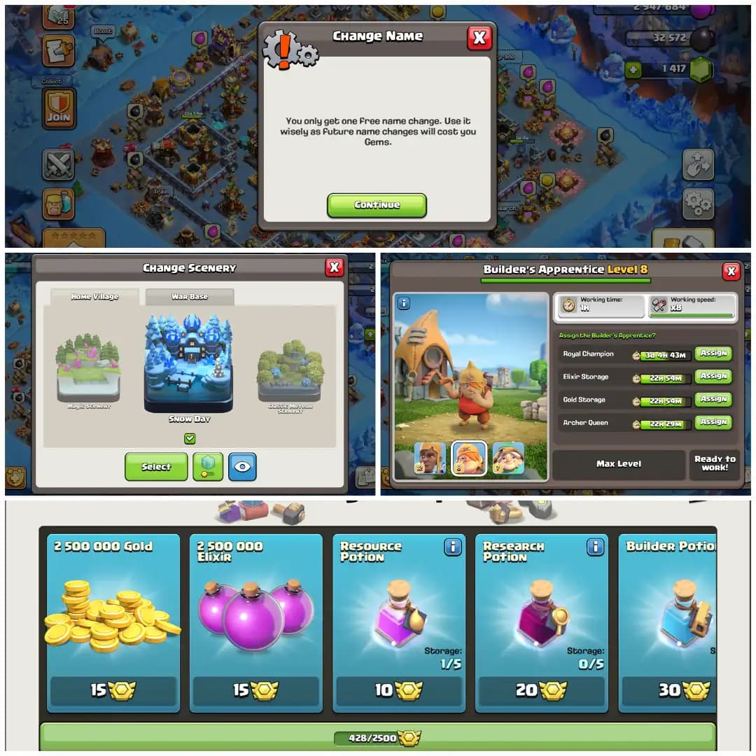 TH17 Near Max ❄️ All Apprentice Max ❄️ Rare All 15 Epic Equipments ❄️ Snow Scenery ❄️ Free Name Change ❄️ Fully Stacked Items and Medals ❄️