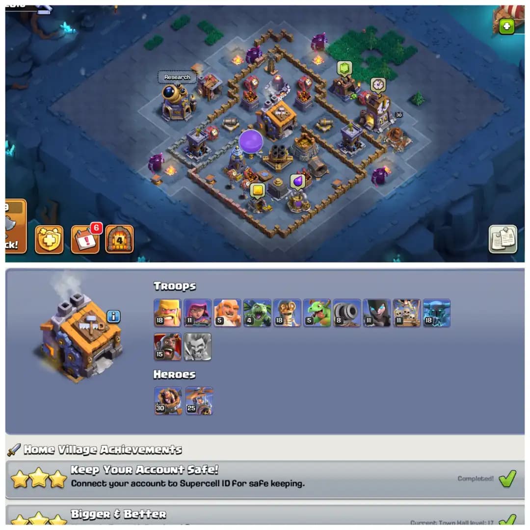 TH17 Near Max ❄️ All Apprentice Max ❄️ Rare All 15 Epic Equipments ❄️ Snow Scenery ❄️ Free Name Change ❄️ Fully Stacked Items and Medals ❄️