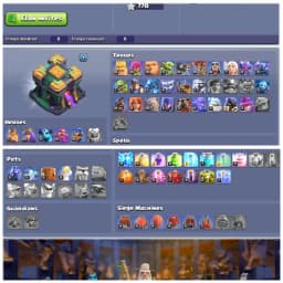 TH17 Almost Max 🌼 Except Walls 🌼 10 Epic Equipments 🌼 Heroes BK75 AQ80 MP51 GW55 RC30 🌼 Name Changeable 🌼 8 Hero Skins 🌼
