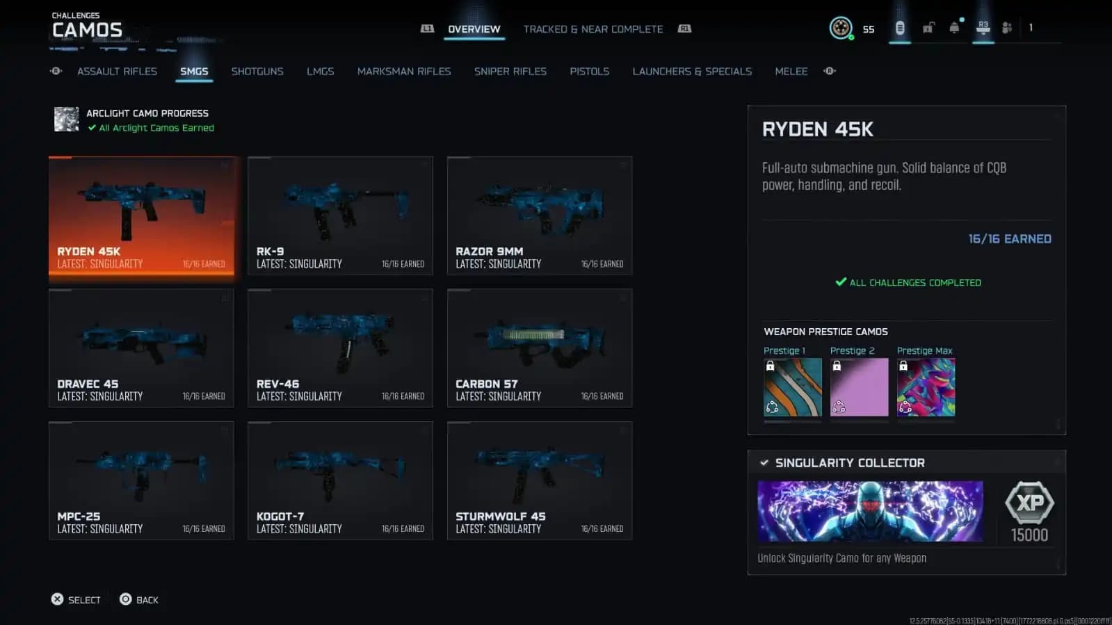 Singularity Camo Unlocked on 30 Weapons ✨ Level 55 + Prestige 1 Ready ✨ BO7 Multiplayer Mastery Camo ✨ Handmade / Legit ✨ All platforms Linkable