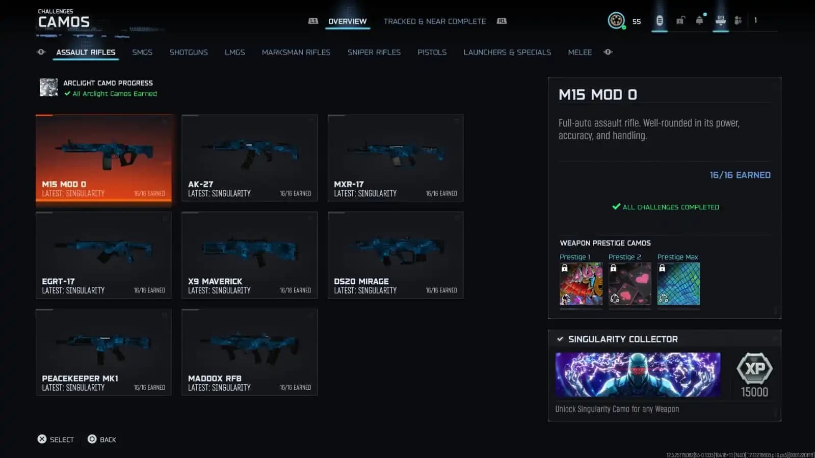 Singularity Camo Unlocked on 30 Weapons ✨ Level 55 + Prestige 1 Ready ✨ BO7 Multiplayer Mastery Camo ✨ Handmade / Legit ✨ All platforms Linkable