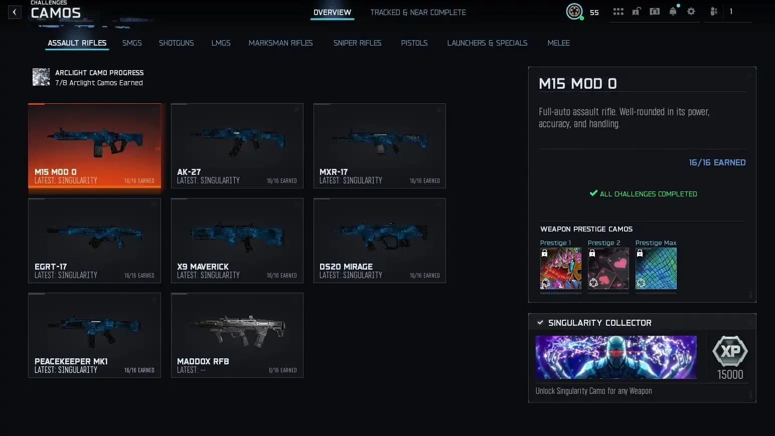 BO7 / Warzone 👀 30 Weapons Singularity Camo Unlocked 🍑 Level 55 + Prestige 1 🍑 50 wins 🍑 Ranked Ready 🍑 Instant