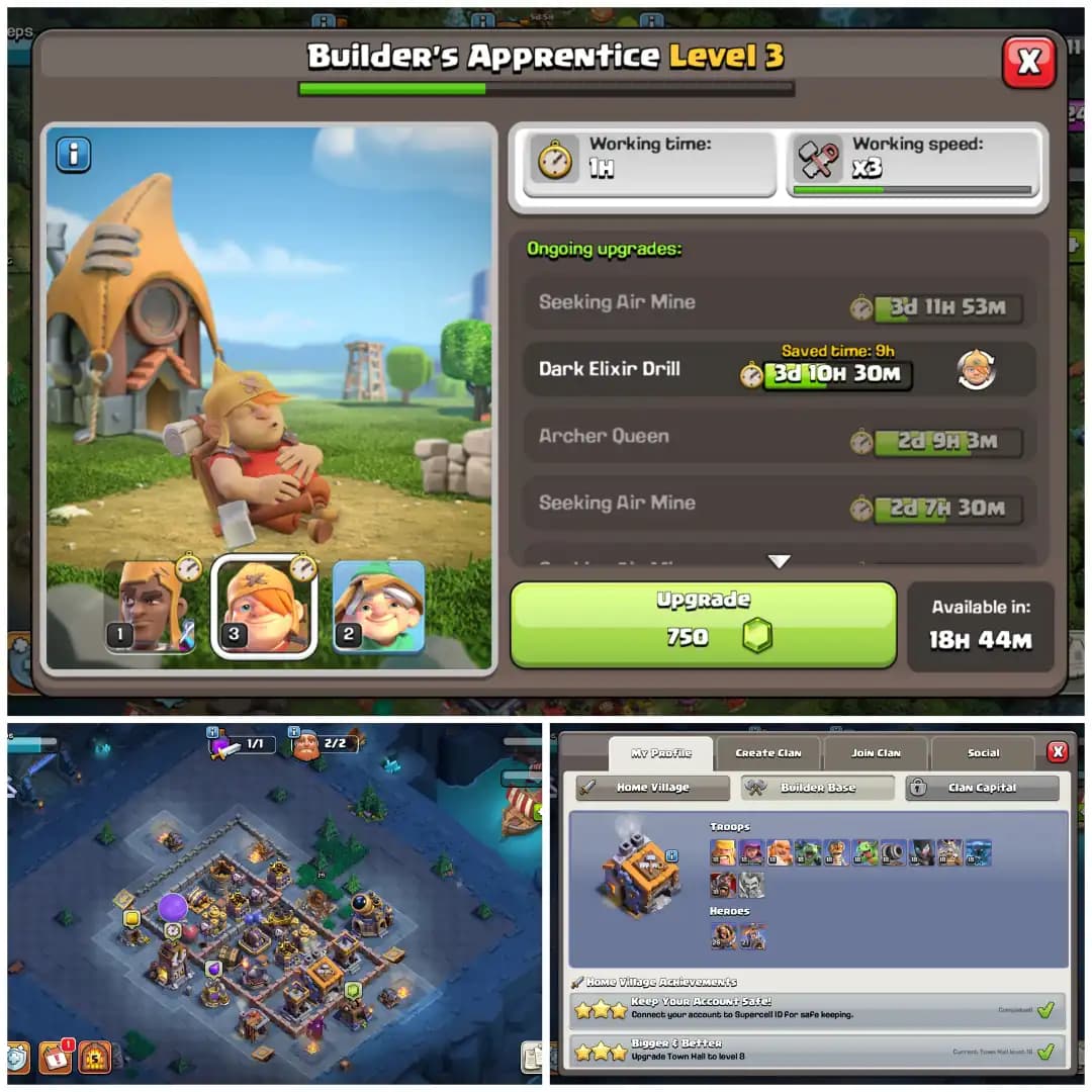 💎 TH16 MOSTLY MAX 💎 XP 218 💎 9 EPIC EQUIPMENTS 💎 BK 92 AQ 92 MP 67 GW 70 RC 43 💎 NAME CHANGEABLE 💎 STACKED OBSTACLES 💎 INSTANT DELIVERY