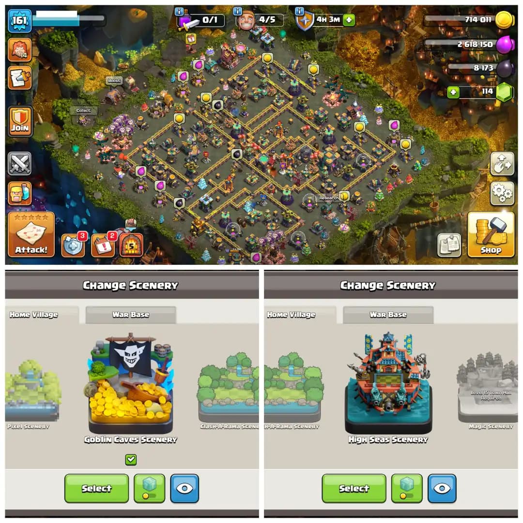 ☘️ TH14 MAX ACCOUNT ☘️ 2 SCENERIES ☘️ RARE HIGH SEAS ☘️ MAX HEROES ☘️ 9 HERO SKINS ☘️ 3 EPIC EQUIPMENTS ☘️ 560 STARRY ORES ☘️