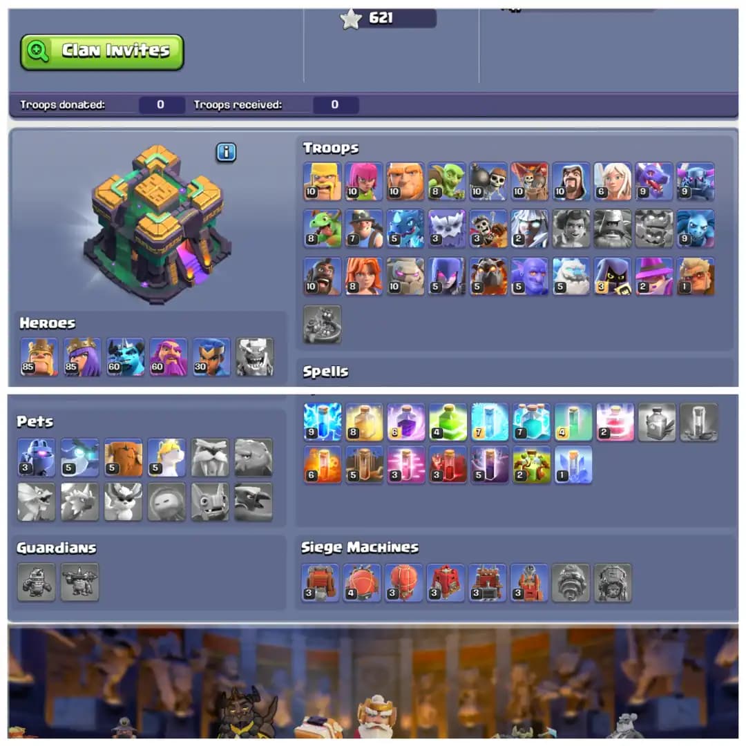 ☘️ TH14 MAX ACCOUNT ☘️ 2 SCENERIES ☘️ RARE HIGH SEAS ☘️ MAX HEROES ☘️ 9 HERO SKINS ☘️ 3 EPIC EQUIPMENTS ☘️ 560 STARRY ORES ☘️