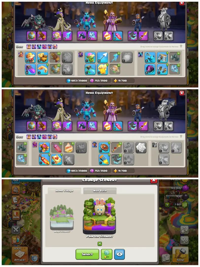 🎨 TH16 PERFECT DONATION 🎨 XP 102 🎨 9 EPIC EQUIPMENTS 🎨 BK 48 AQ 59 MP 30 GW 13 RC 6 🎨 PAINTER SCENERY 🎨 WHITE WALLS 🎨