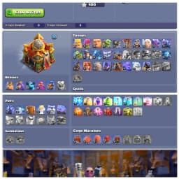 🔱 TH16 SEMI MAX 🔱 XP 155 🔱 4 EPIC EQUIPMENTS 🔱 BK 62 AQ 63 MP 42 GW 36 RC 22 🔱 GOLDEN WALLS 🔱 6 SKINS 🔱 LOADED ITEMS 🔱