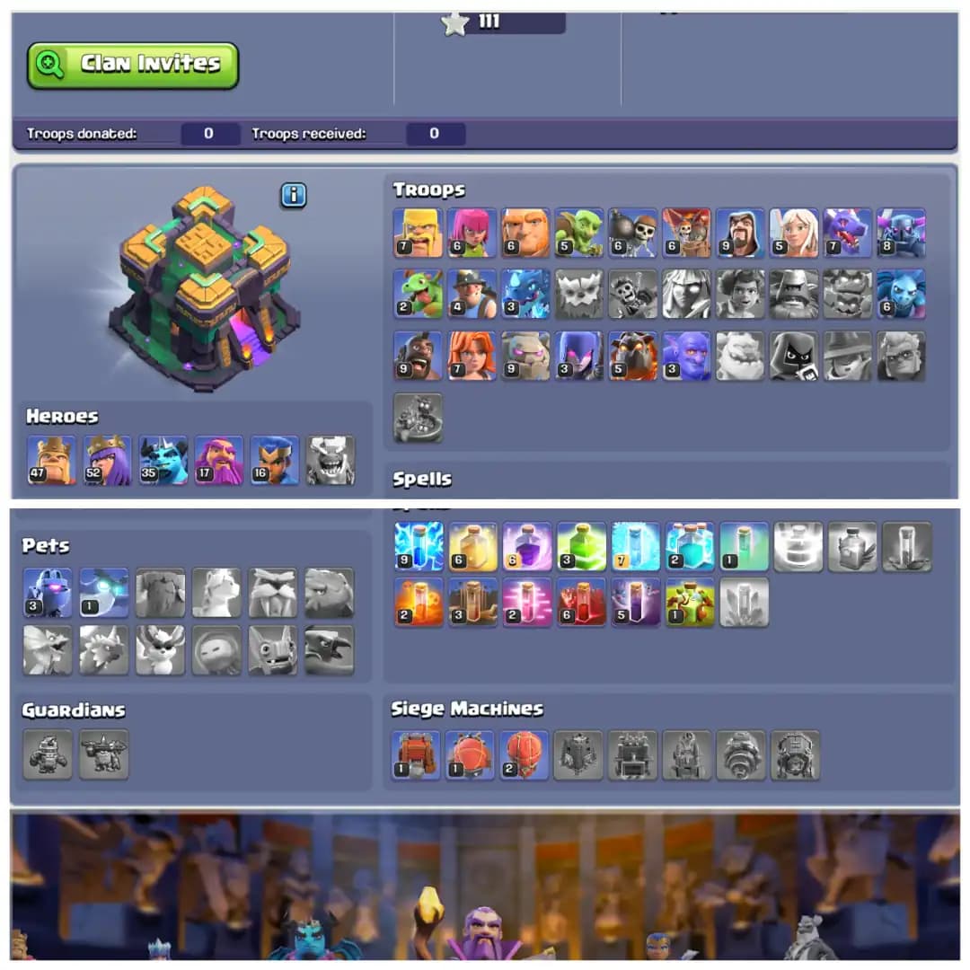 💠 TH14 SEMI MAX 💠 XP 116 💠 3500 GEMS 💠 BK 47 AQ 52 MP 35 GW 17 RC 16 💠 FREE NAME CHANGE 💠 LOADED MAGIC ITEMS 💠