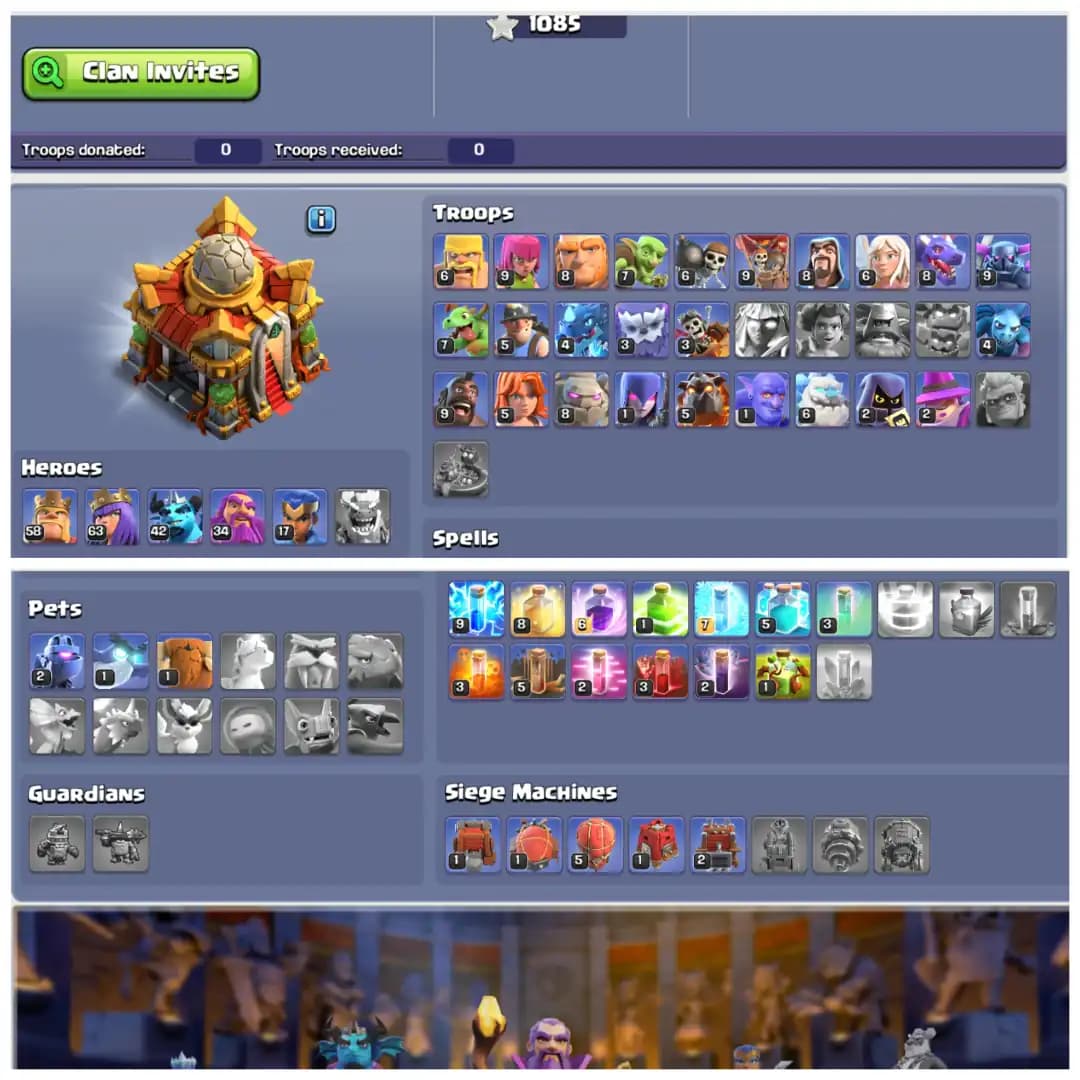 🏆 TH16 SEMI MAX 🏆 XP 169 🏆 5400 PLUS GEMS 🏆 800 PLUS CWL MEDALS 🏆 NAME CHANGEABLE 🏆 AWESOME HEROES 🏆