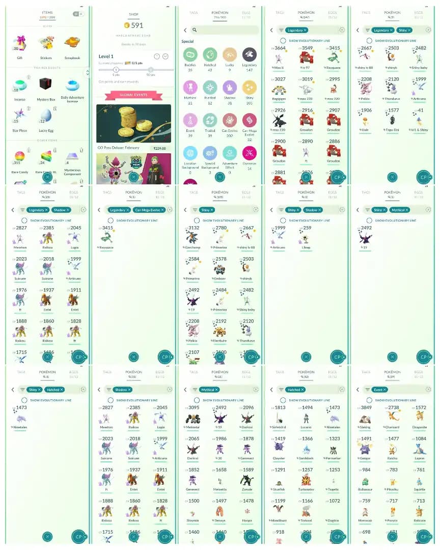 ⚡ LEVEL 56 VALOR 2020 CREATION ⚡ 591 POKECOINS ⚡ MEGA RAYQUAZA ⚡ 9 SHINY LEGENDARY ⚡ MEWTWO ⚡ SHINY MYTHICAL DARKRAI ⚡
