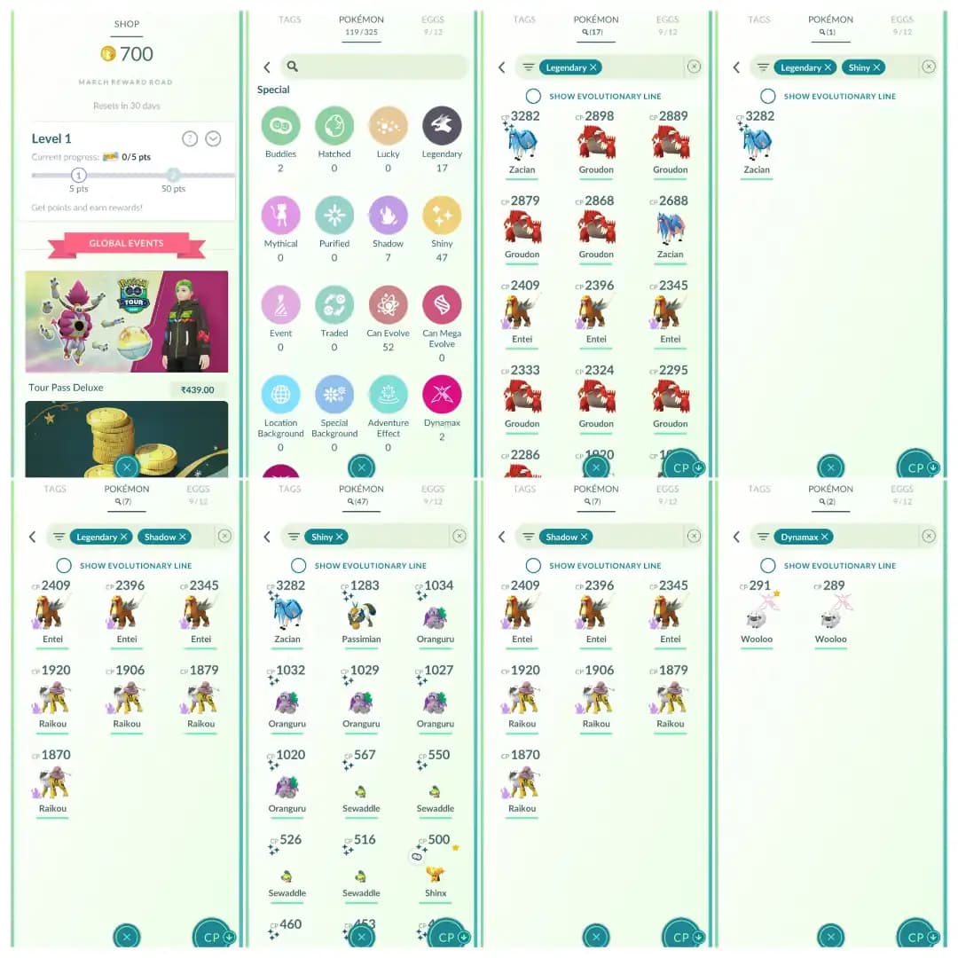 🔱 LEVEL 35 INSTINCT TEAM 🔱 700 POKECOINS 🔱 SHINY LEGEND ZACIAN 🔱 17 LEGENDARY 🔱 47 SHINY 🔱 7 SHADOW LEGEND 🔱 6 PERFECT IV 100 🔱